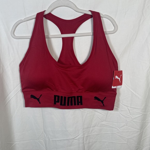 Puma Womans Red Seamless  Sports Bra Size 2X Drycell Moisture Wicking StretchNWT - Picture 1 of 8